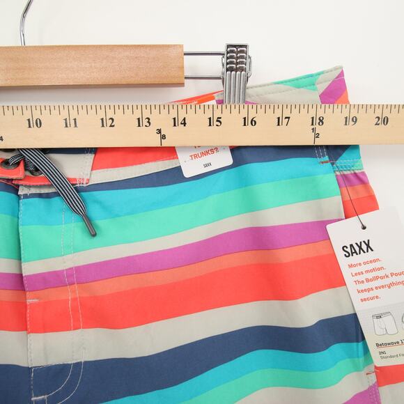 SAXX Betawave Swim Trunks Multicolor Striped Board Shorts Quick Dry Size 38 NWT - Picture 9 of 15